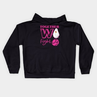 Together We Fight Softball Breast Cancer Pink Ribbon Day Kids Hoodie